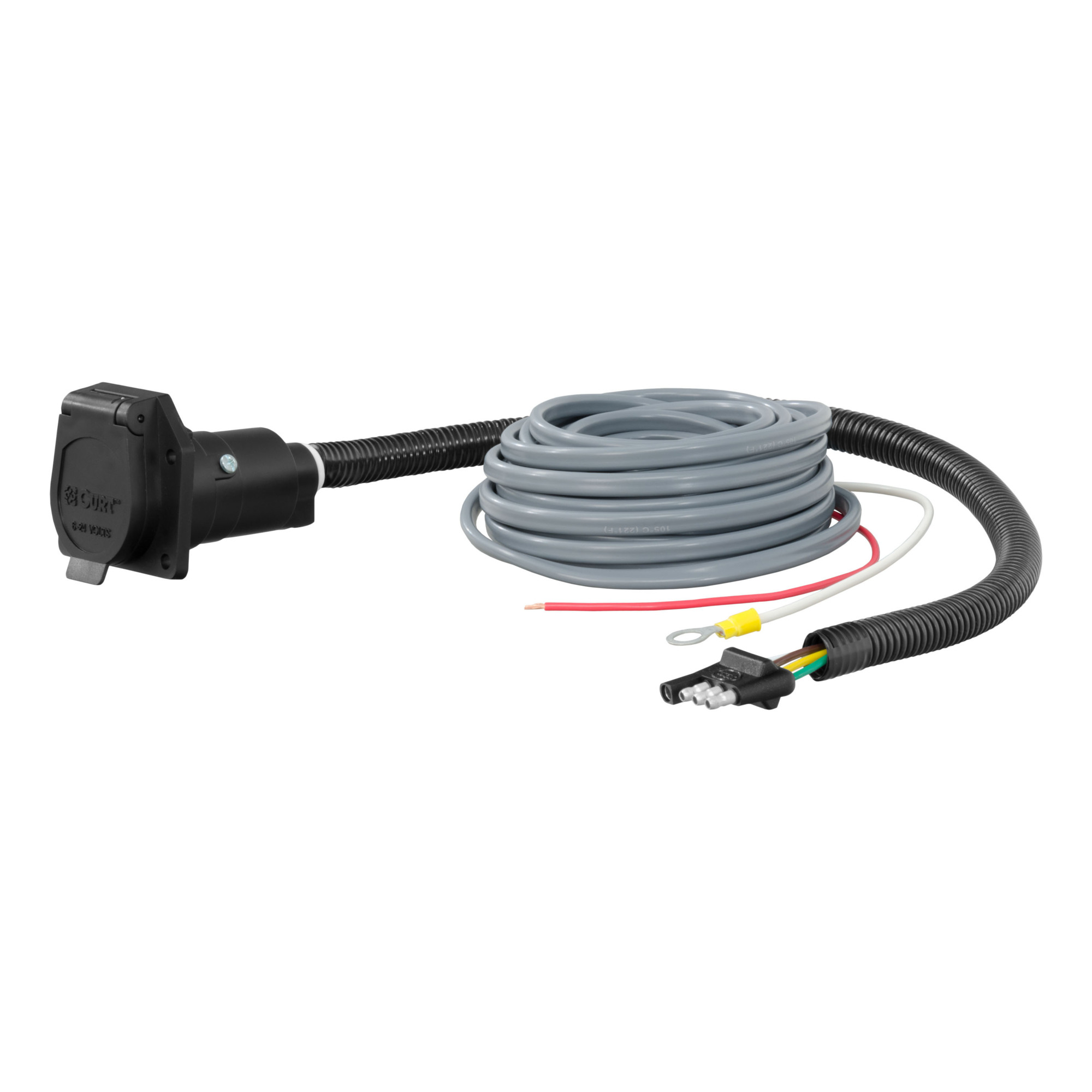 Curt Manufacturing 4-Way Flat Vehicle-Side to 7-Way RV Blade Trailer Adapter — Brake Controller Wiring, Model# 57186